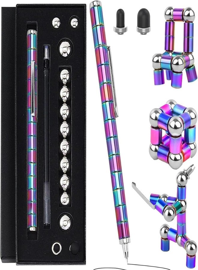 TASMAX Pen Magnetic Fidget Rainbow Color Magnet Ballpoint Pen Decompression Magnetic Toy Pen Gifts for Kids Age 12-14 Fidget Toys Pen Multifunction Writing Best Gift Toy for Kids Or Friends (Pack 1) - Image 1
